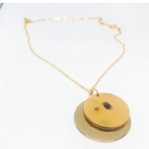 New Handmade New 10k Gold & Epoxy Boho
Geometric Art Deco Circle Necklace